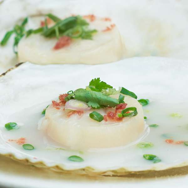 Slow-cooked Scallops in Rice Soup